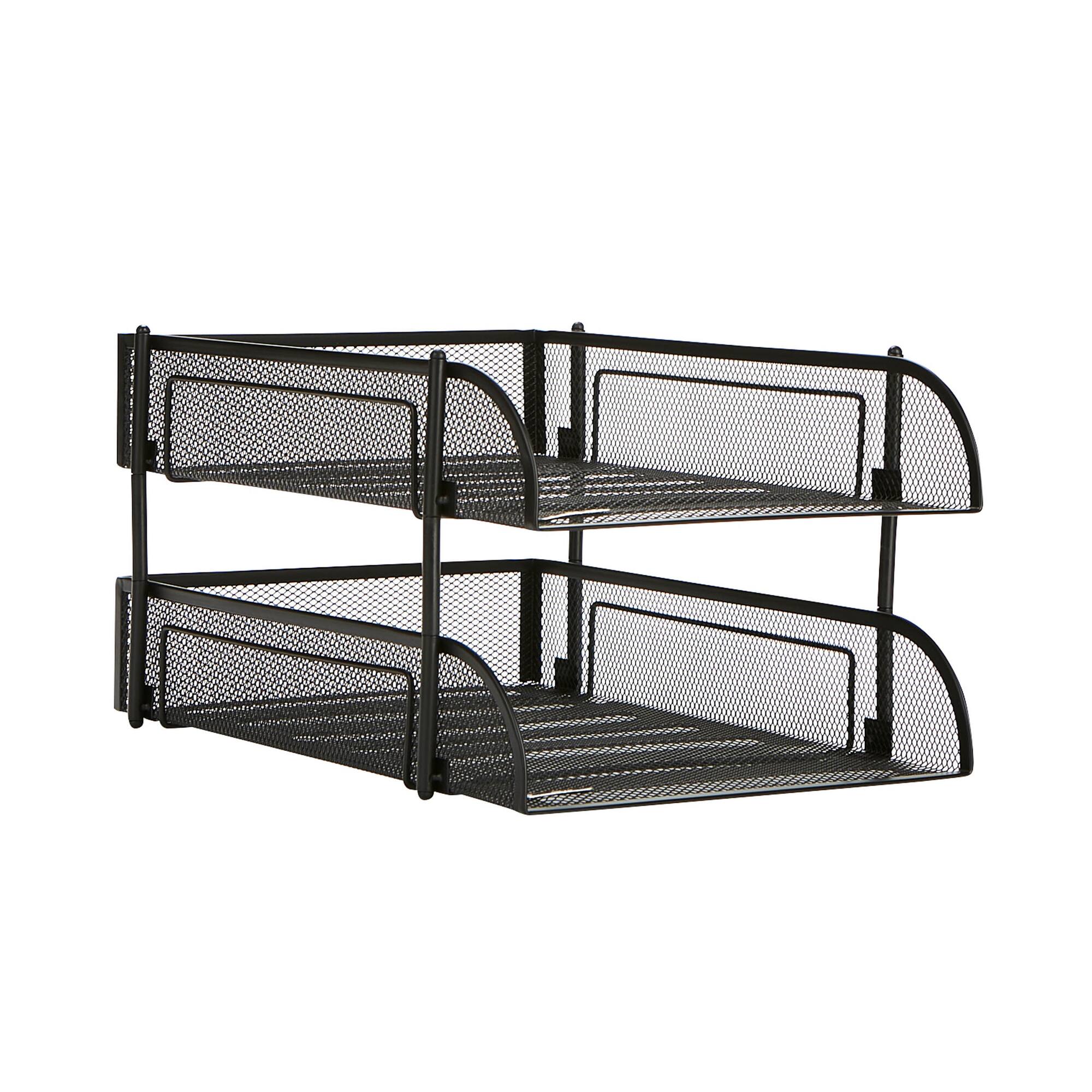 Mind Reader Black 2 Piece Stackable Metal Mesh Letter Tray